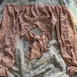 NEW Off-the-Shoulder Crop Top with Tie